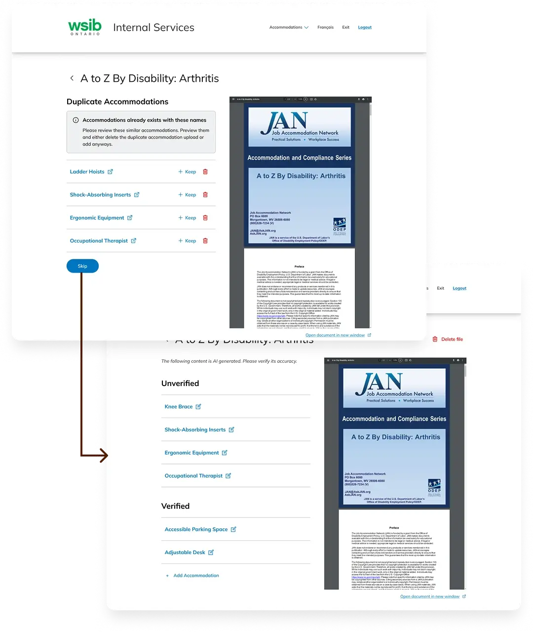 Iteration 1 of the document review page