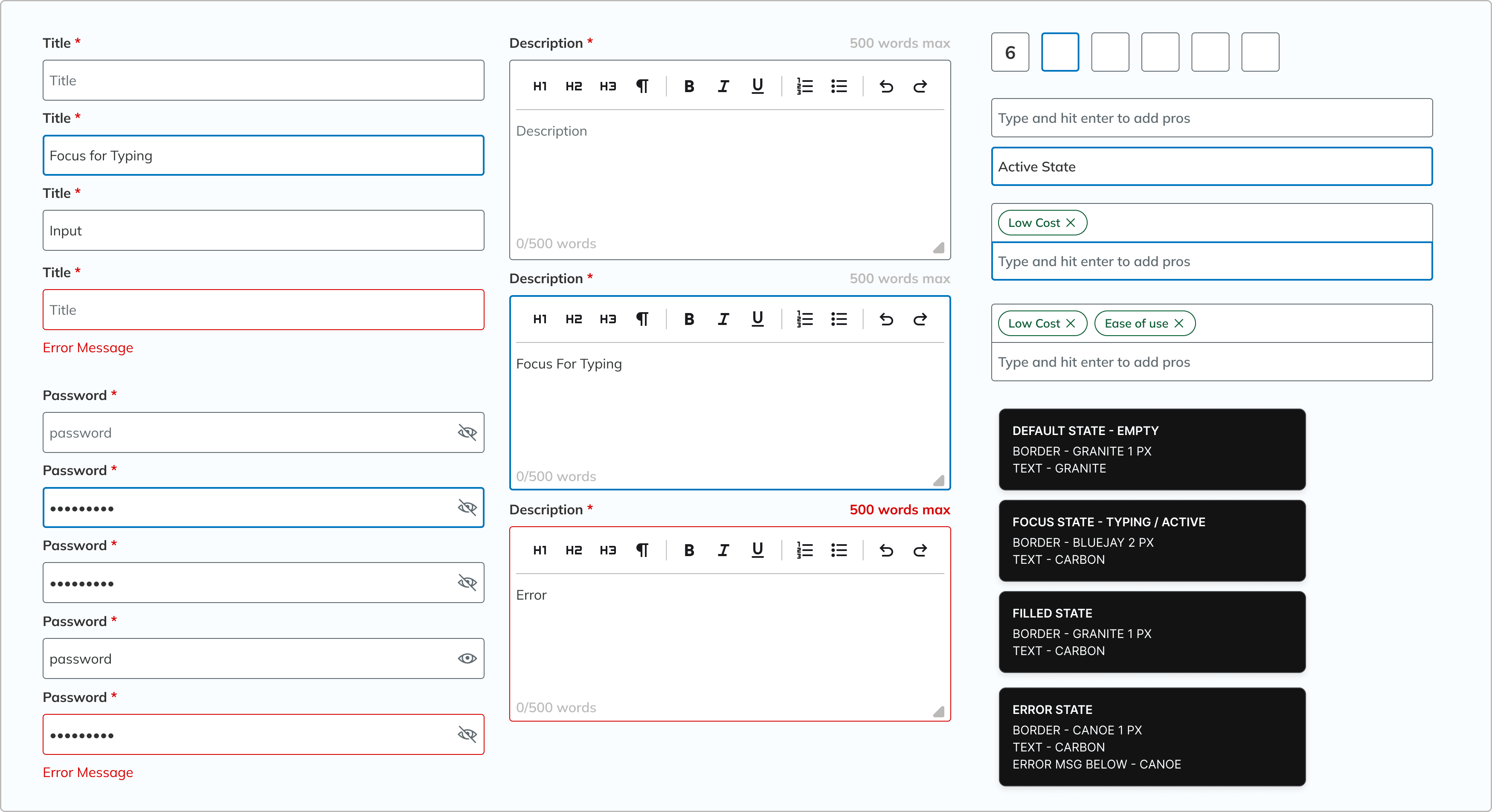 input field components