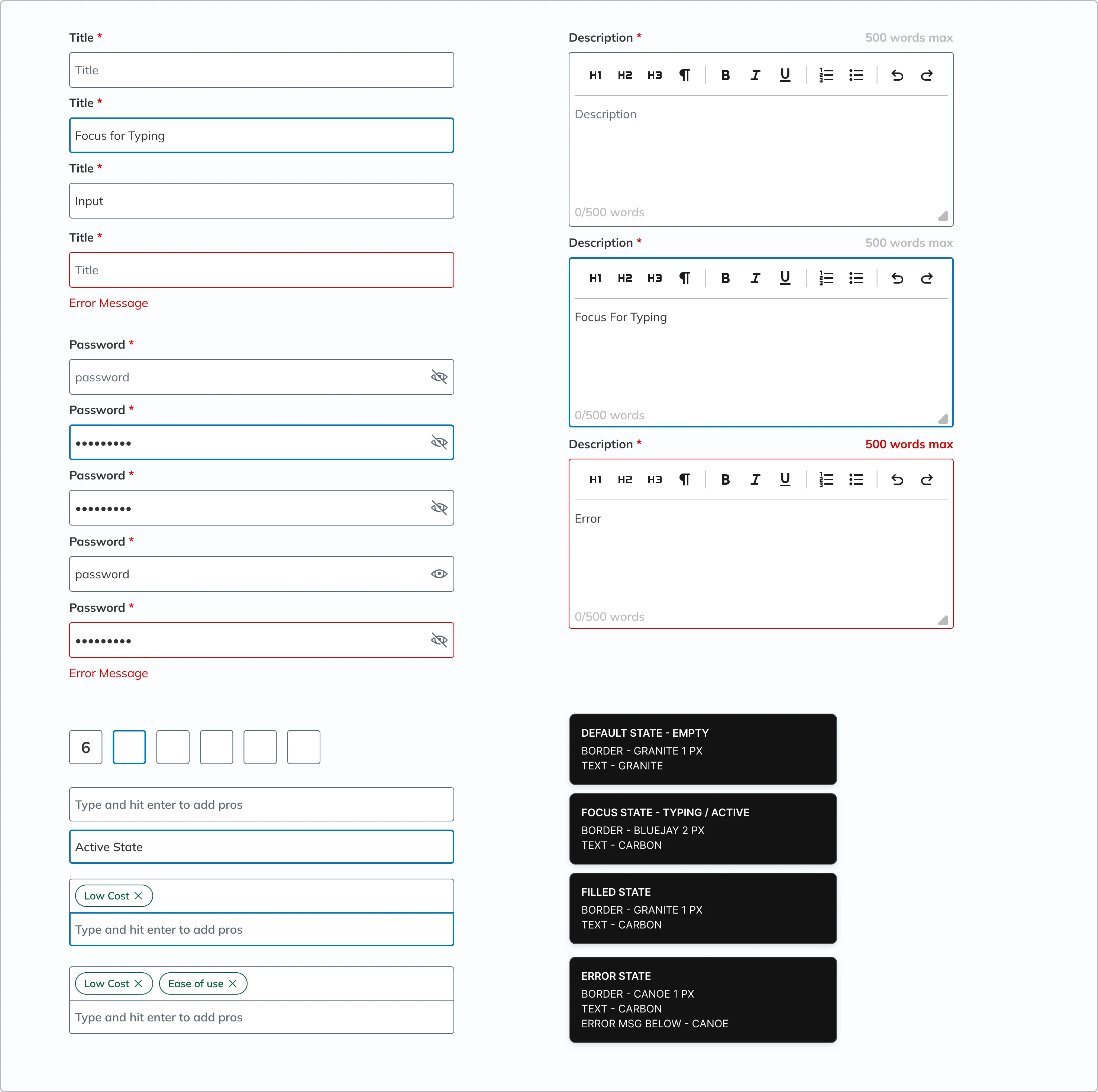 input field components